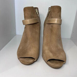 Marc Fisher, 8M, ‎ Shimmee Peep Toe Camel Suede Leather Zip/buckle ankle bootie
